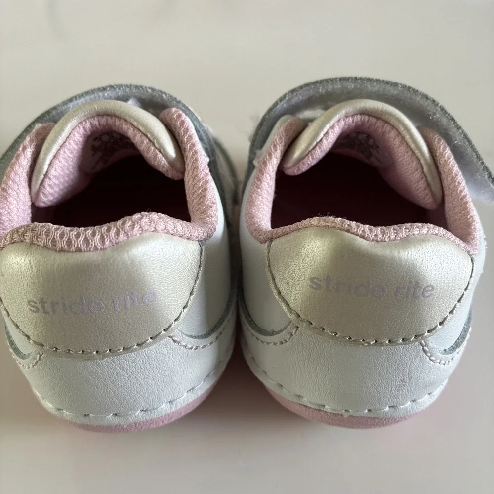 Stride Rite Shoes Soft Motion Baby Girls 3M Pink White Stars‎ Moon Clouds NWOT